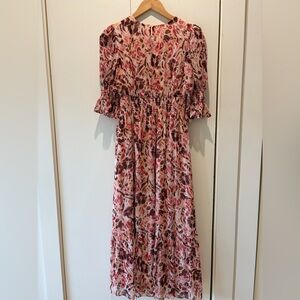 Maggy London Pink and Brown Floral Dress